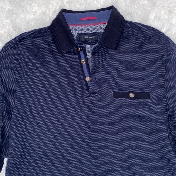 Ted Baker blue on blue collared button up sweatshirt - Picture 2 of 6